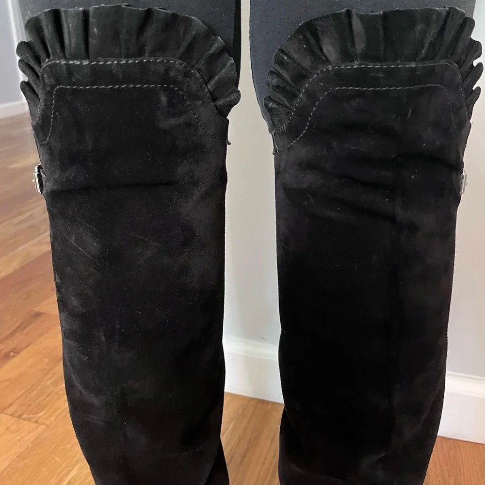 VALINTINO SUEDE RUFFLE OVER THE KNEE BOOT - Picture 6 of 16